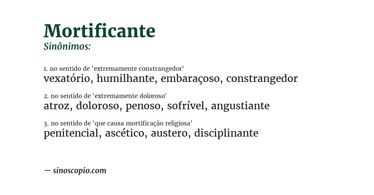 Sinônimo de mortificante