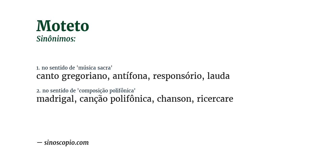 Sinônimo de moteto
