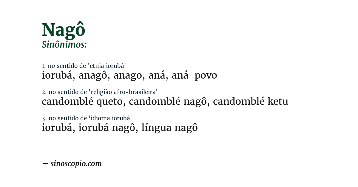 Sinônimo de nagô