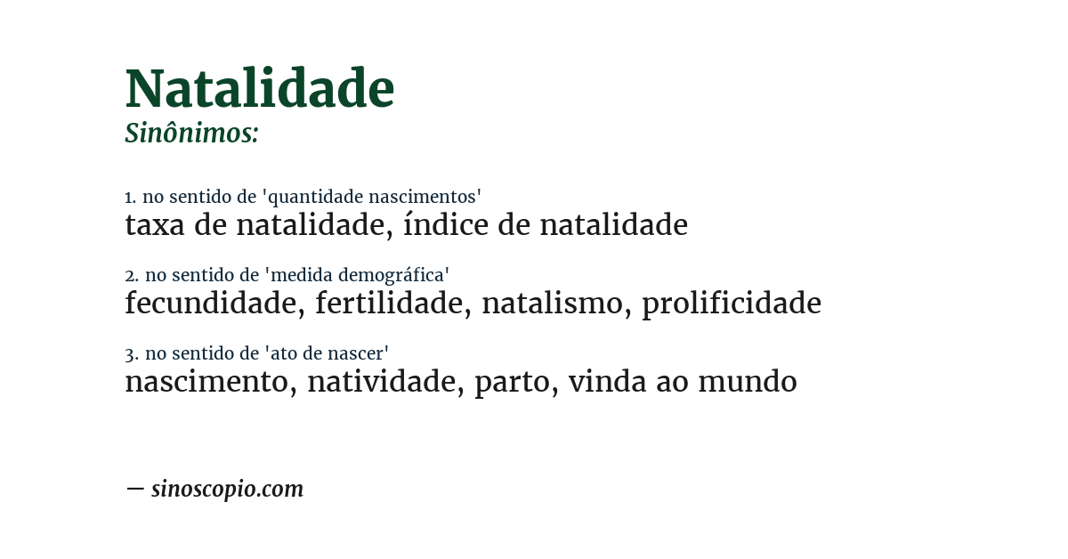 Sinônimo de natalidade