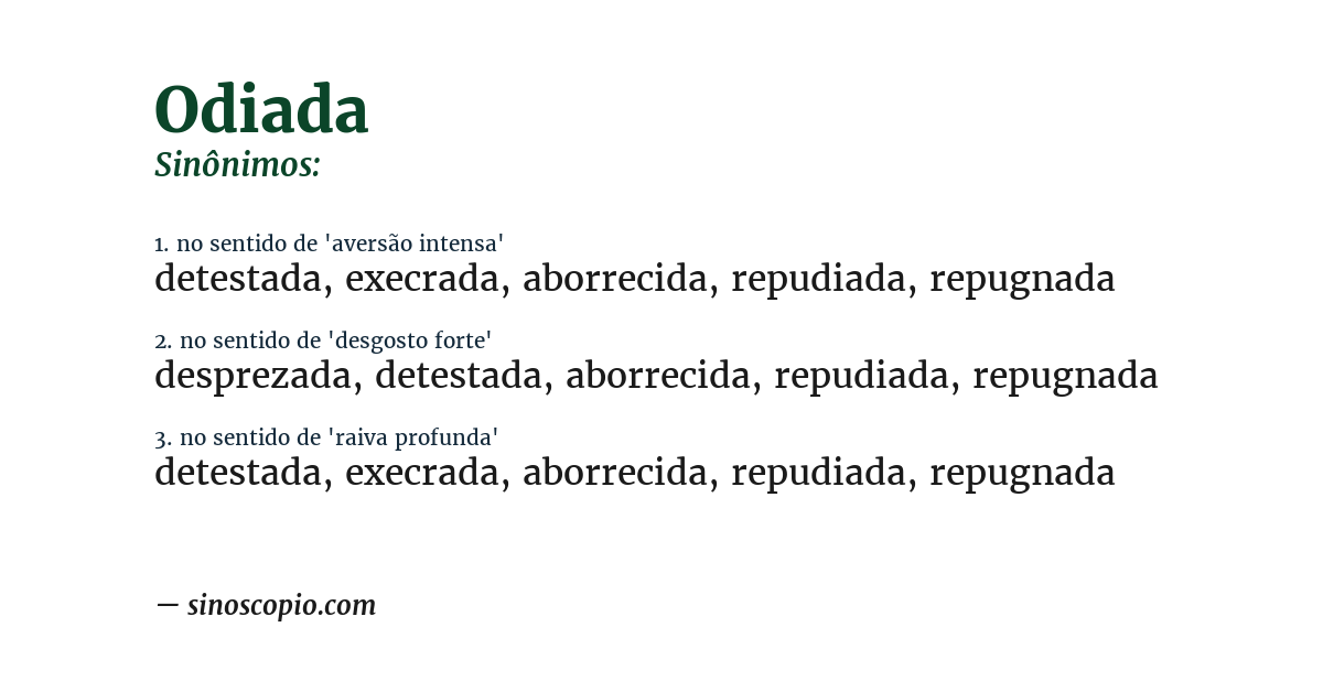 Sinônimo de odiada