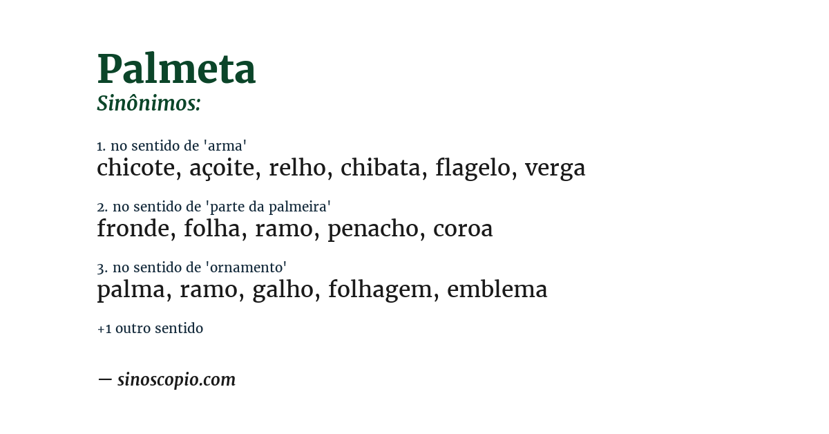 Sinônimo de palmeta