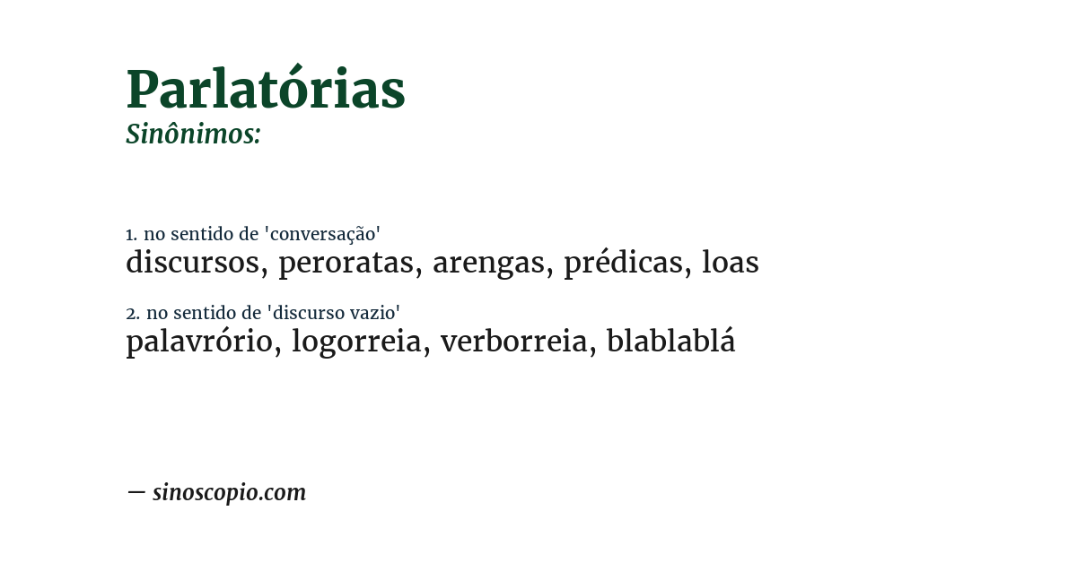 Sinônimo de parlatórias