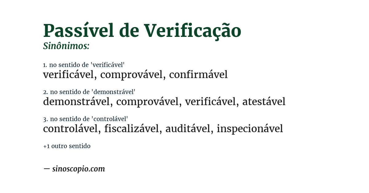 Sinônimo de passível de verificação