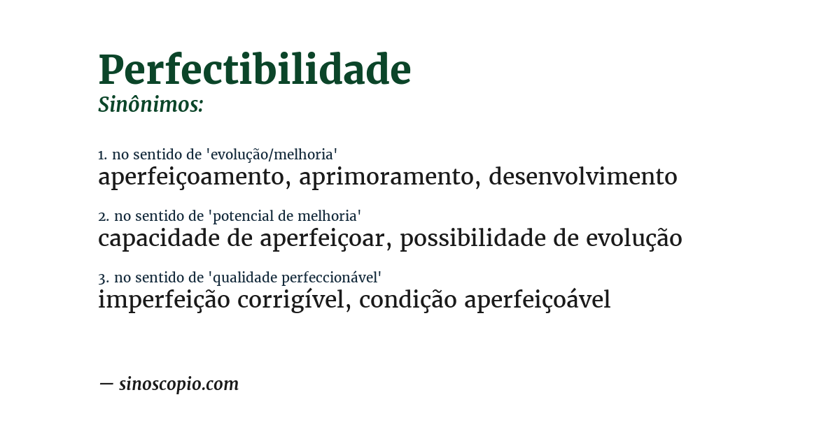 Sinônimo de perfectibilidade