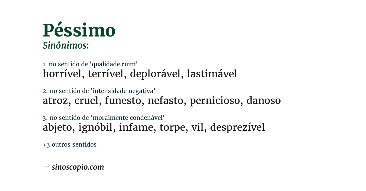 Sinônimo de péssimo