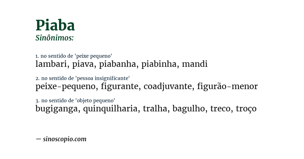 Sinônimo de piaba