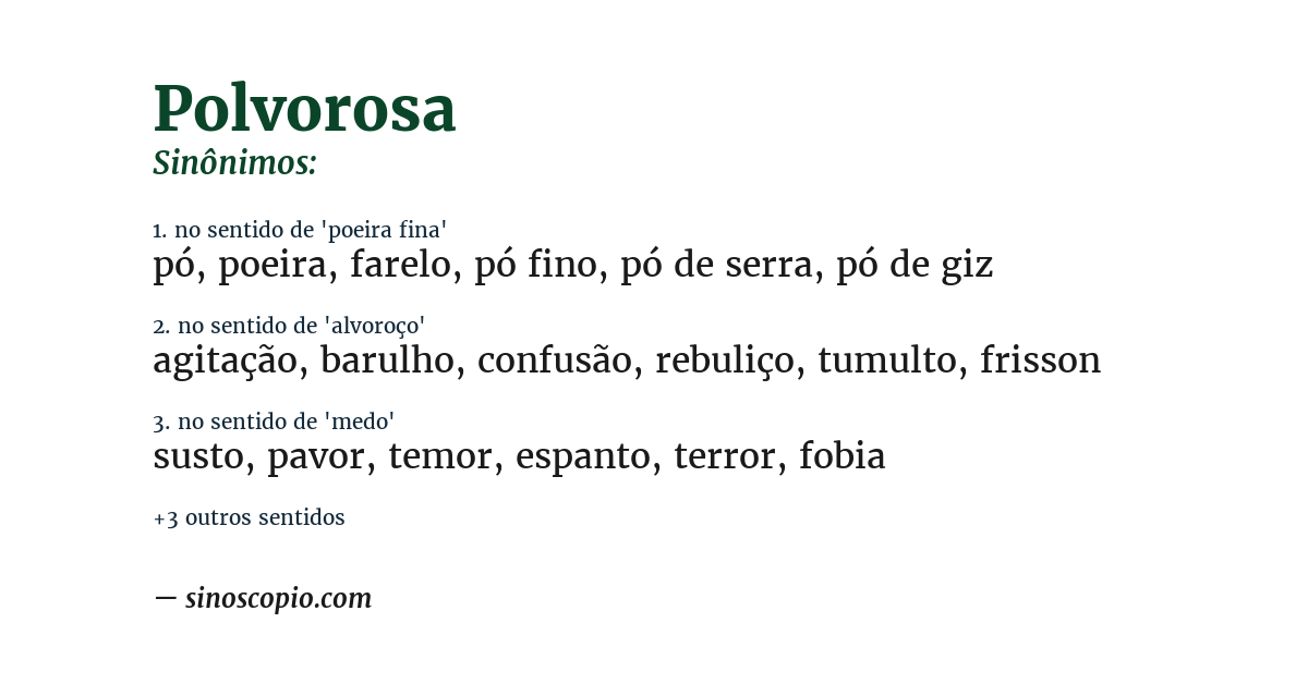 Sinônimo de polvorosa