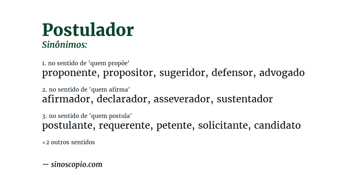 Sinônimo de postulador