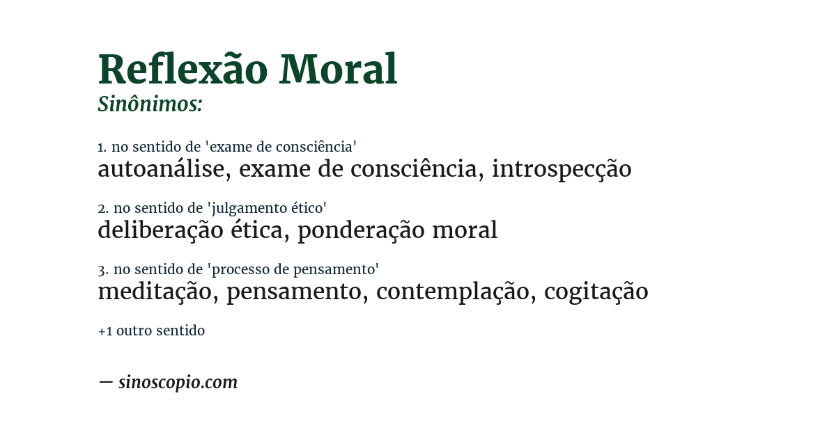 Sinônimo de reflexão moral