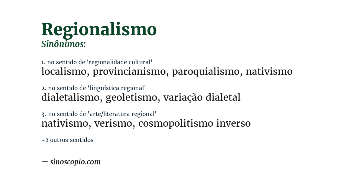 Sinônimo de regionalismo