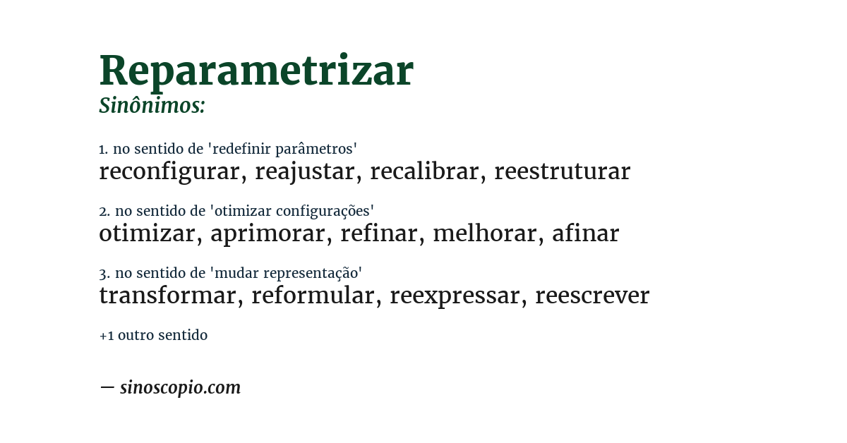 Sinônimo de reparametrizar