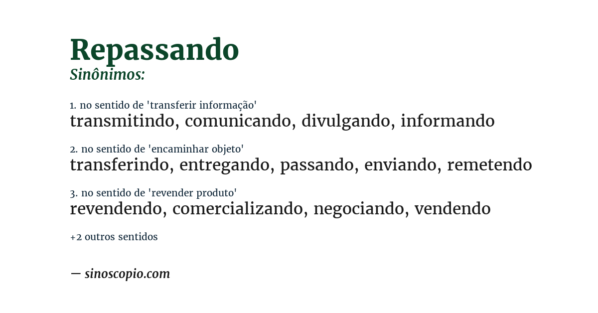 Sinônimo de repassando