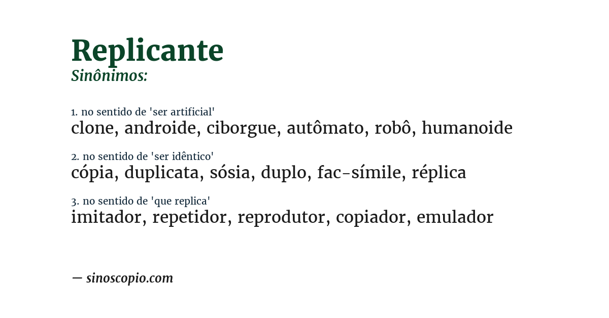 Sinônimo de replicante