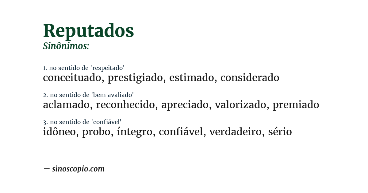 Sinônimo de reputados