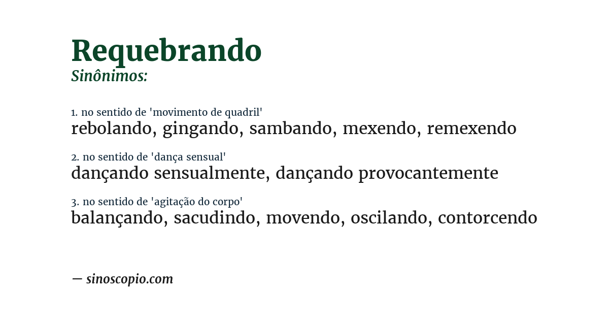 Sinônimo de requebrando