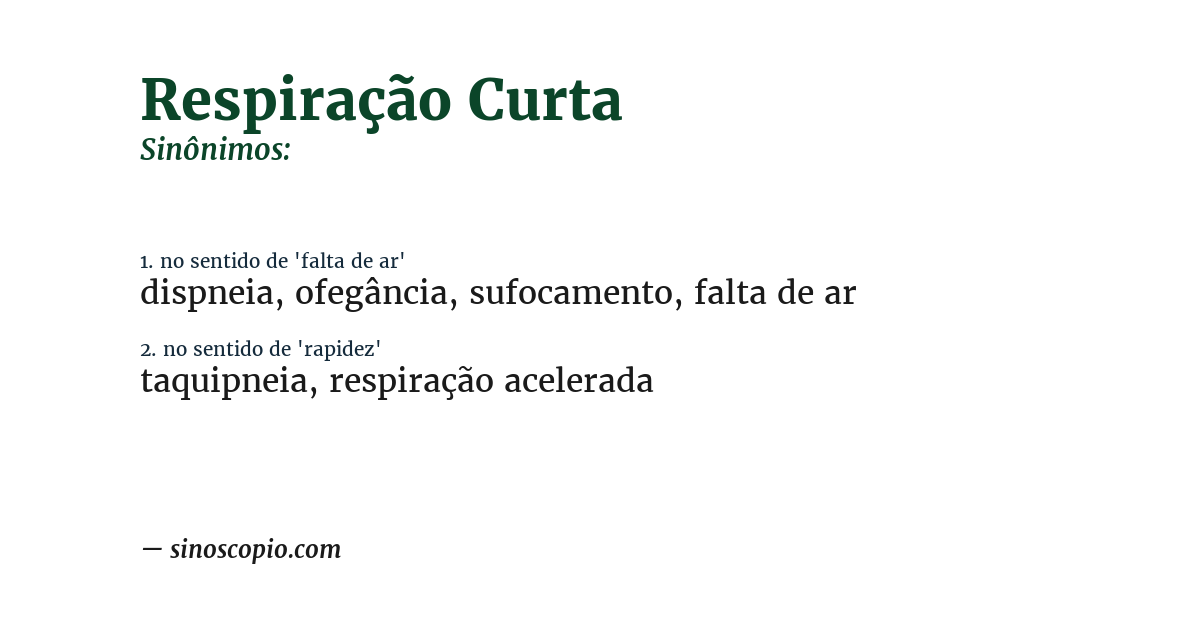 Sinônimo de respiração curta