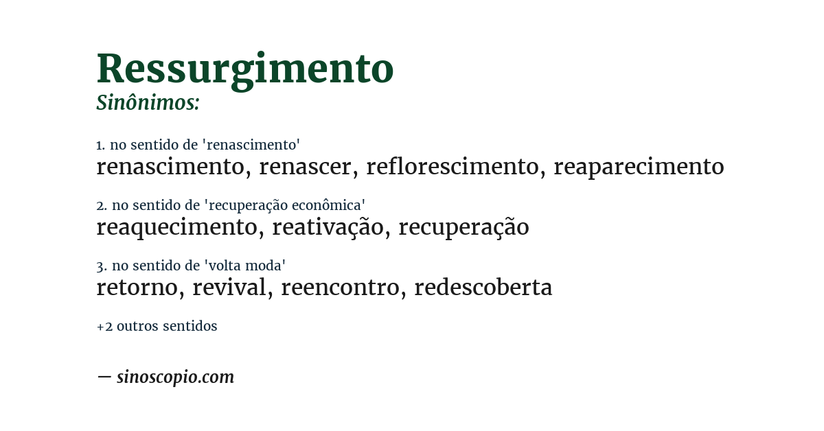Sinônimo de ressurgimento