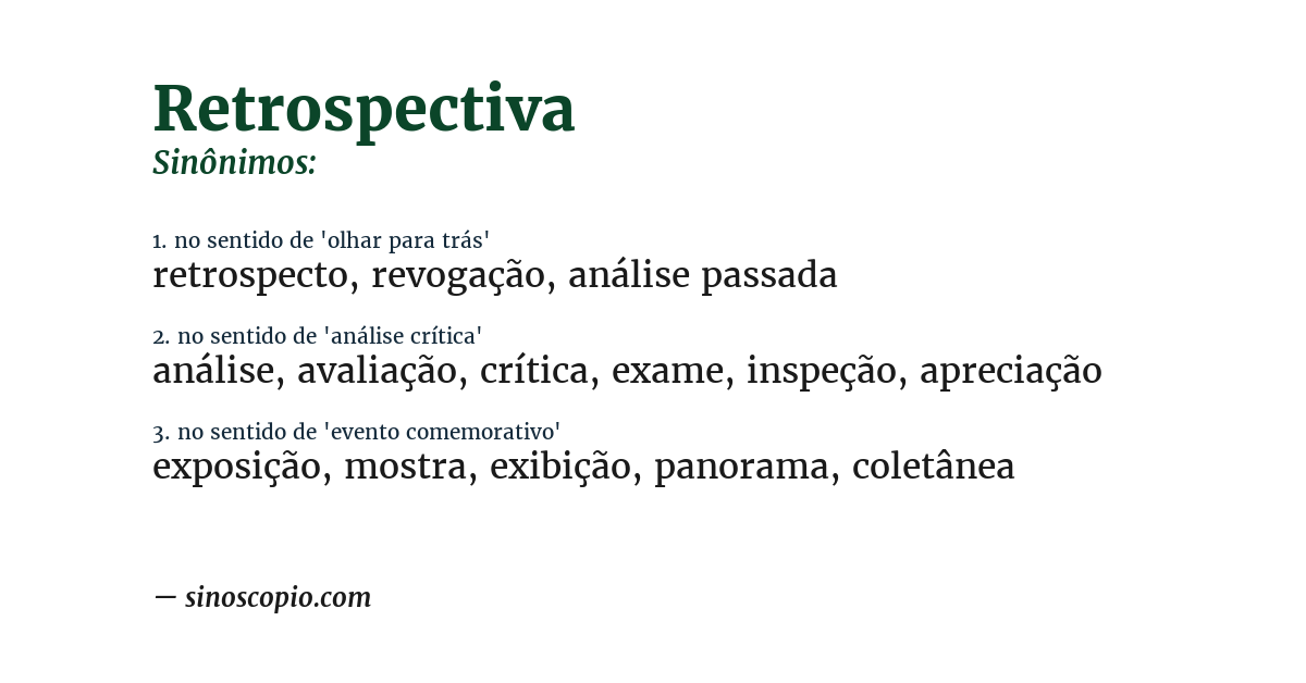 Sinônimo de retrospectiva