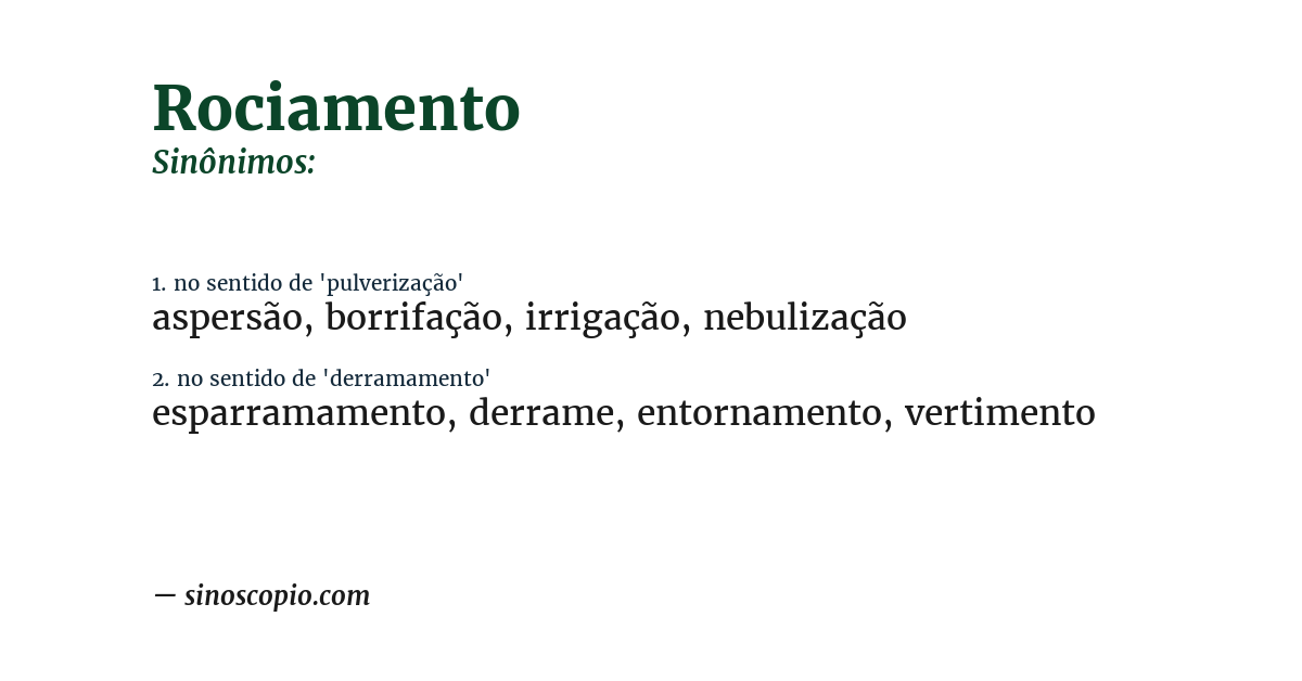 Sinônimo de rociamento