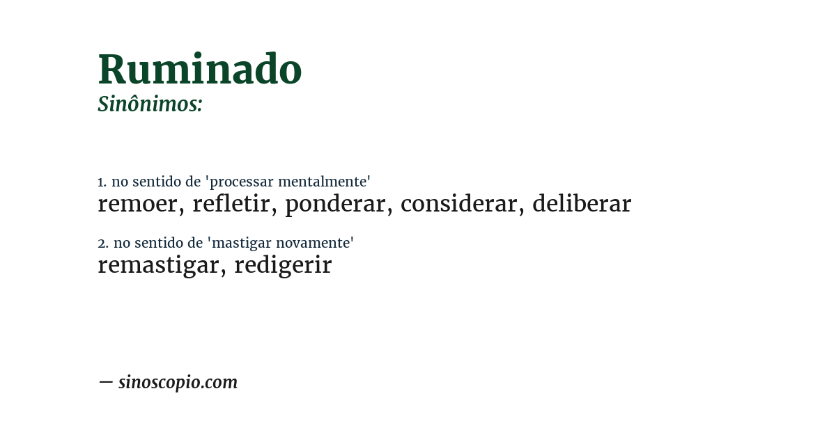 Sinônimo de ruminado
