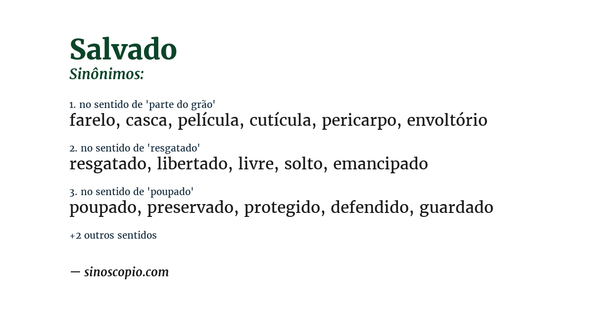 Sinônimo de salvado