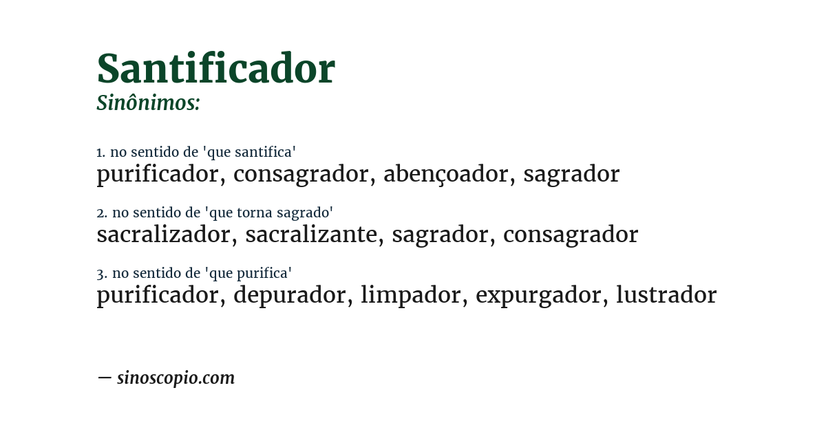 Sinônimo de santificador