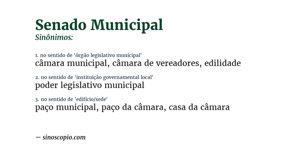 Sinônimo de senado municipal