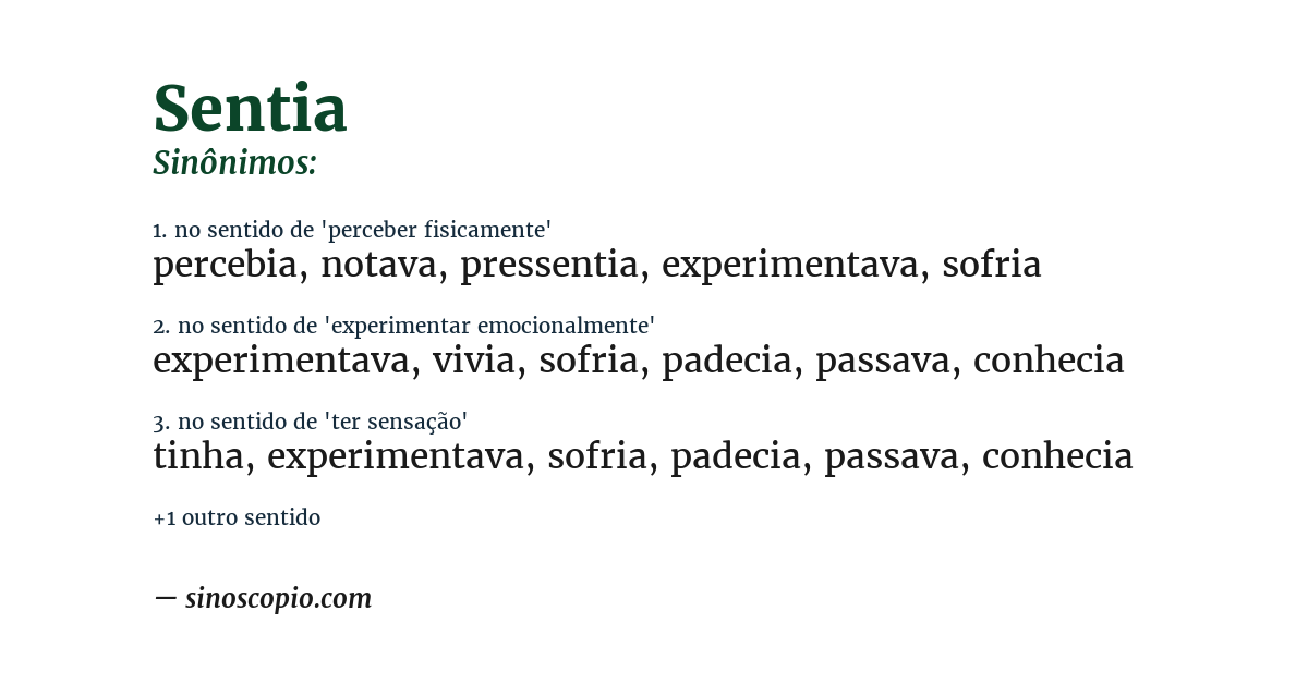 Sinônimo de sentia