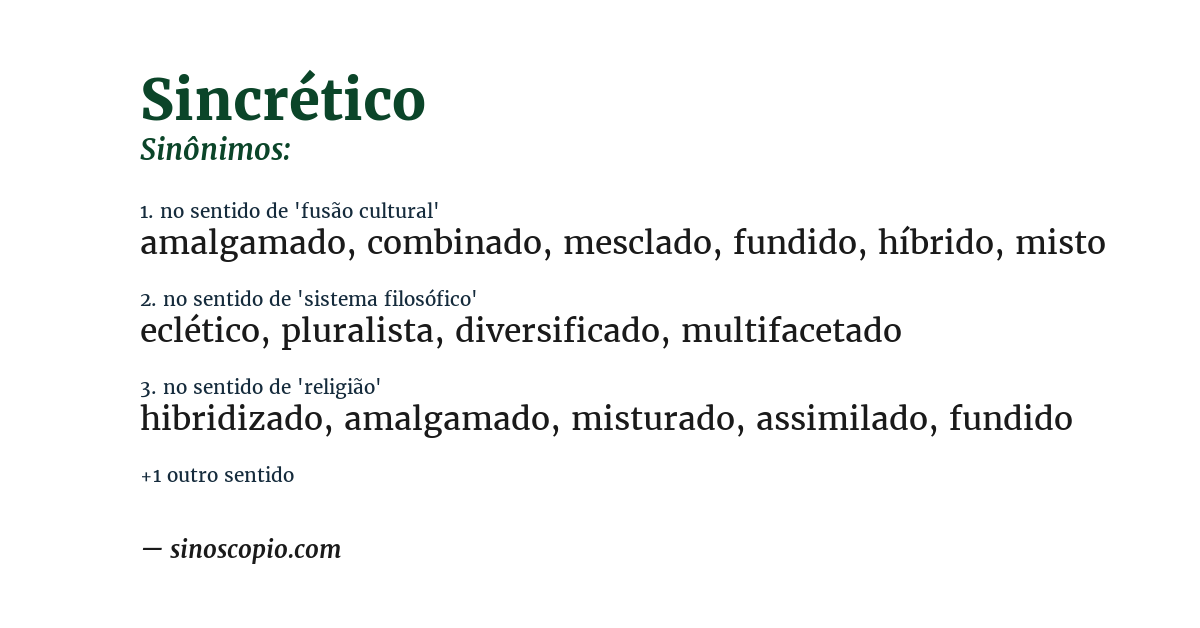 Sinônimo de sincrético