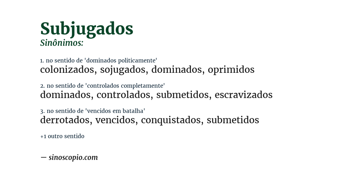 Sinônimo de subjugados