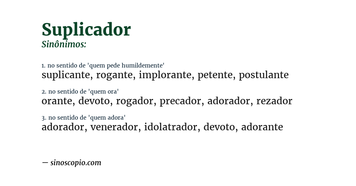 Sinônimo de suplicador