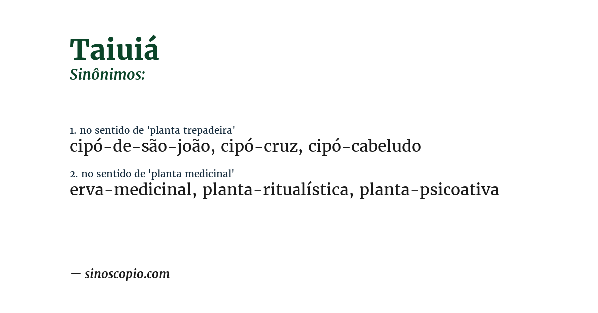 Sinônimo de taiuiá