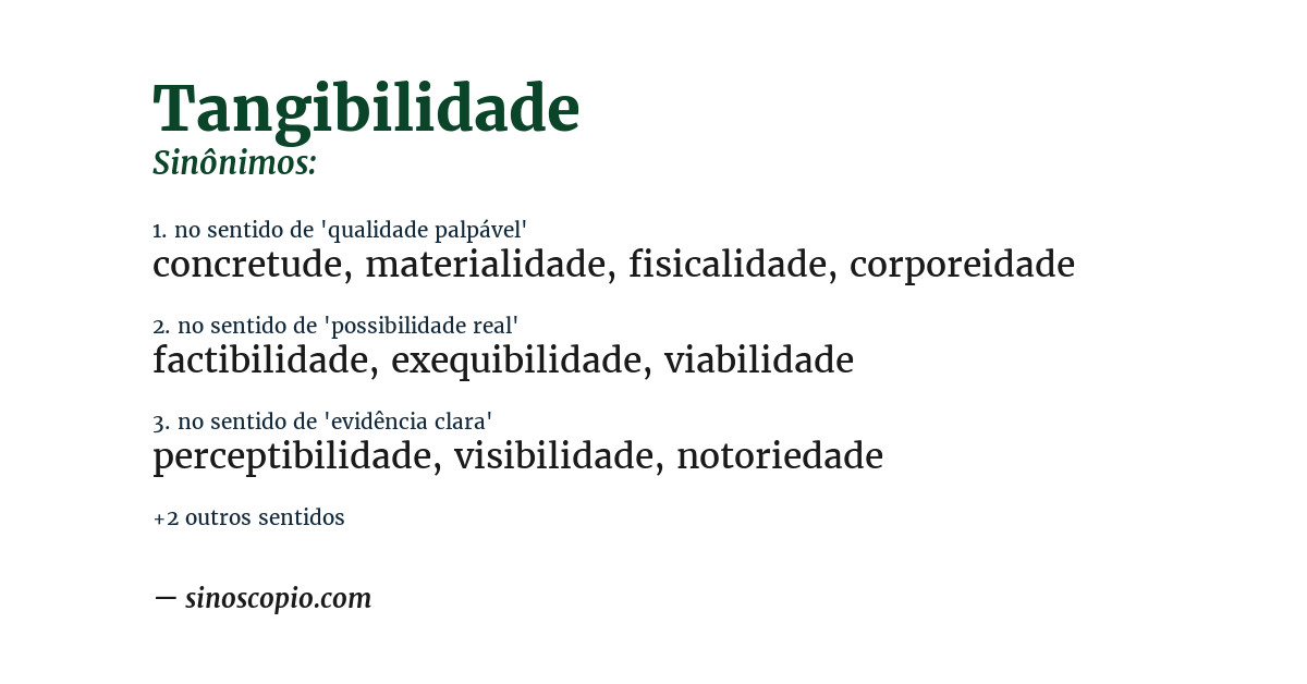 Sinônimo de tangibilidade