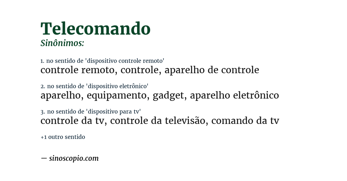 Sinônimo de telecomando