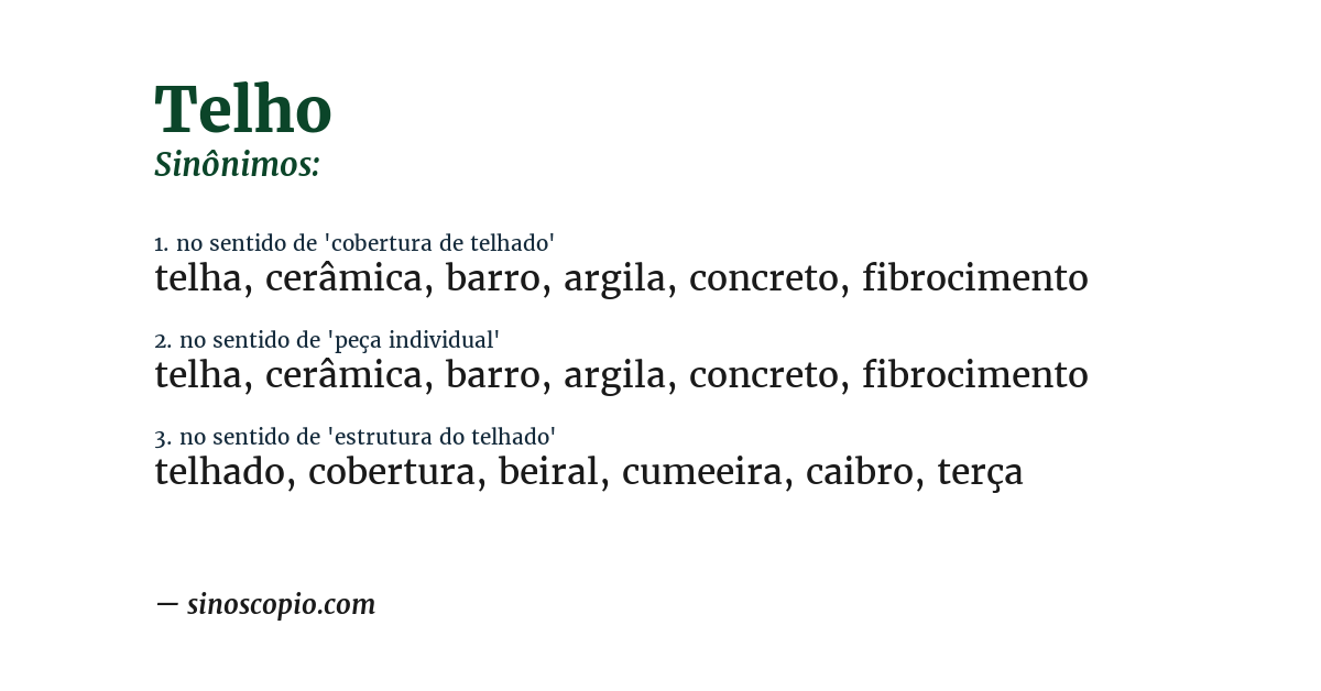 Sinônimo de telho
