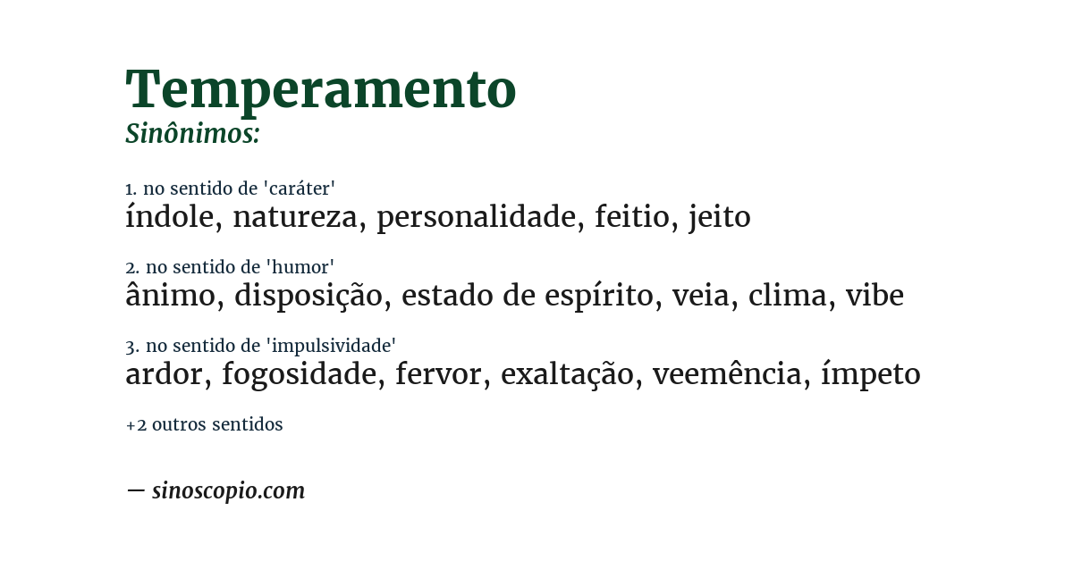 Sinônimo de temperamento