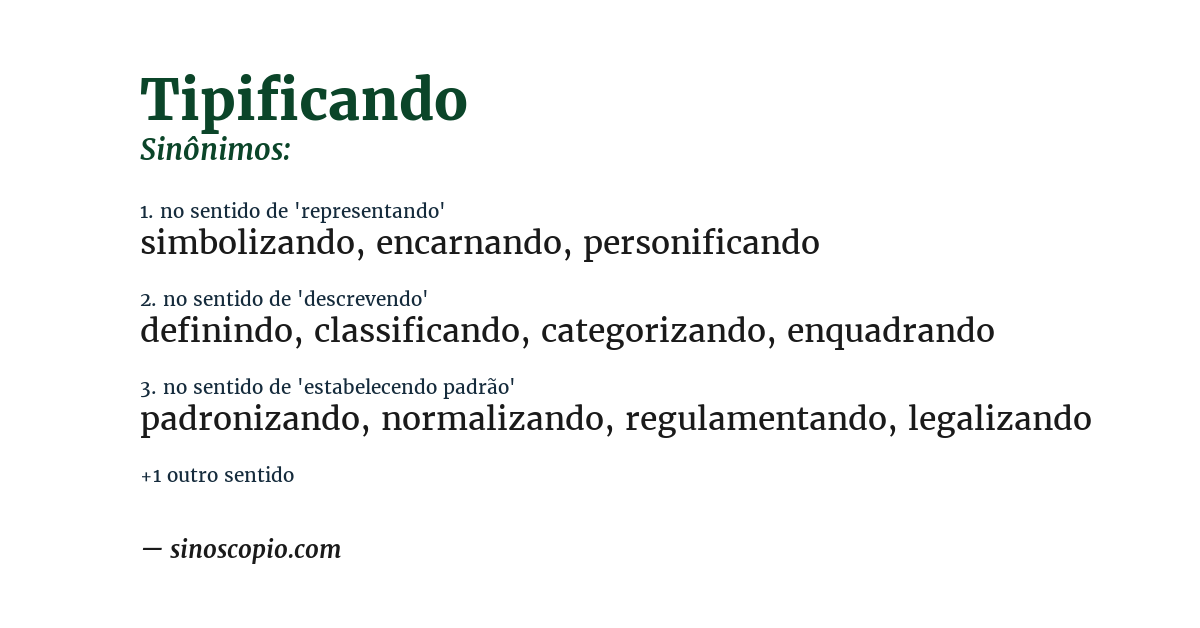 Sinônimo de tipificando