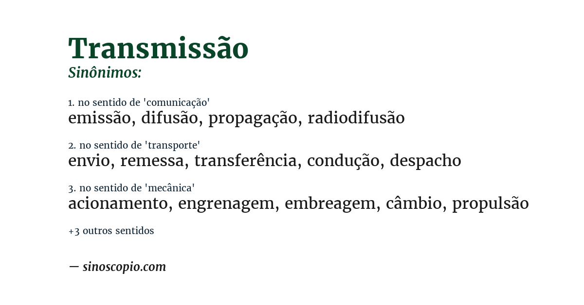 Sinônimo de transmissão