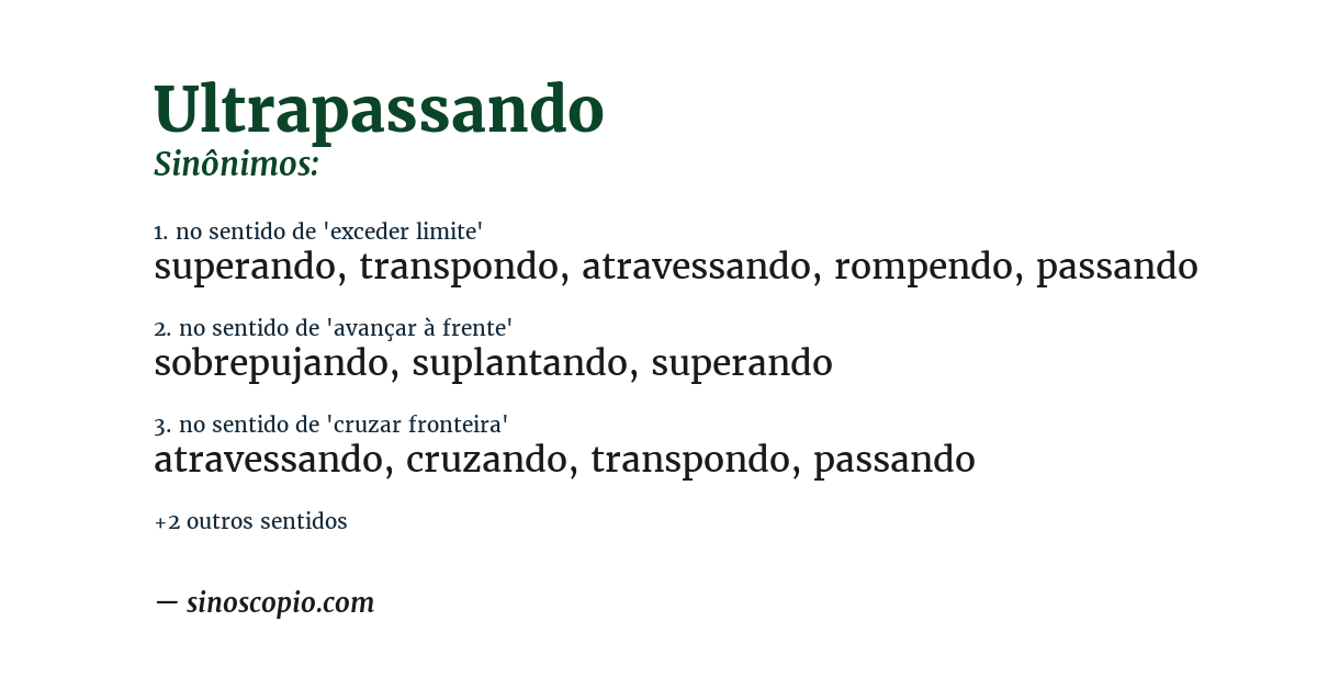 Sinônimo de ultrapassando