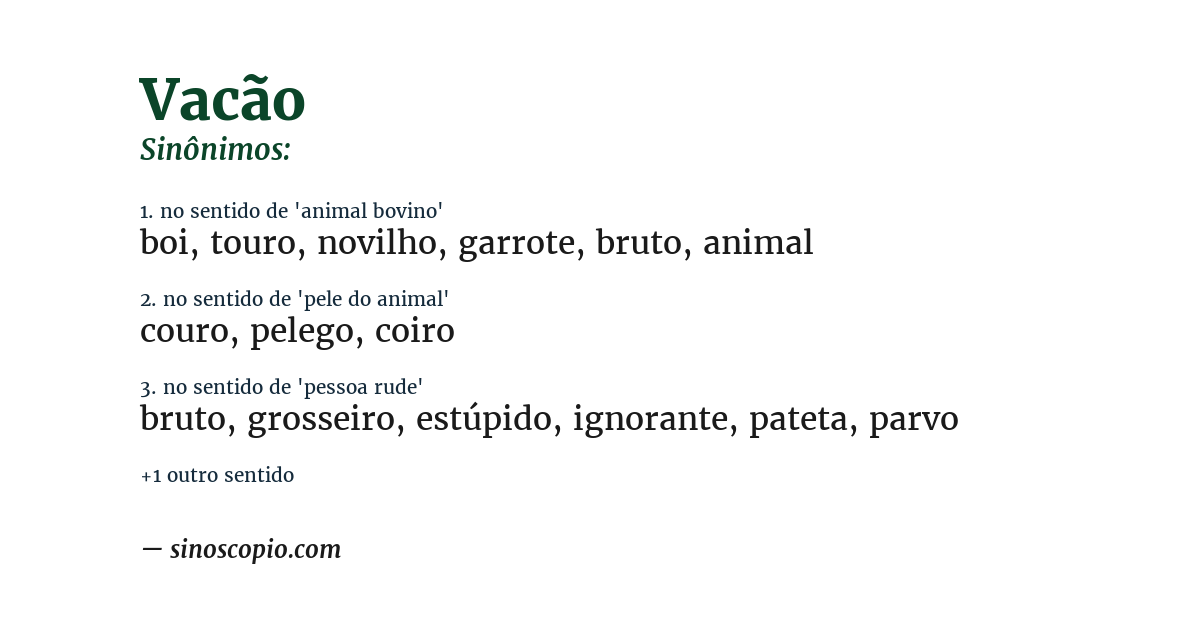 Sinônimo de vacão