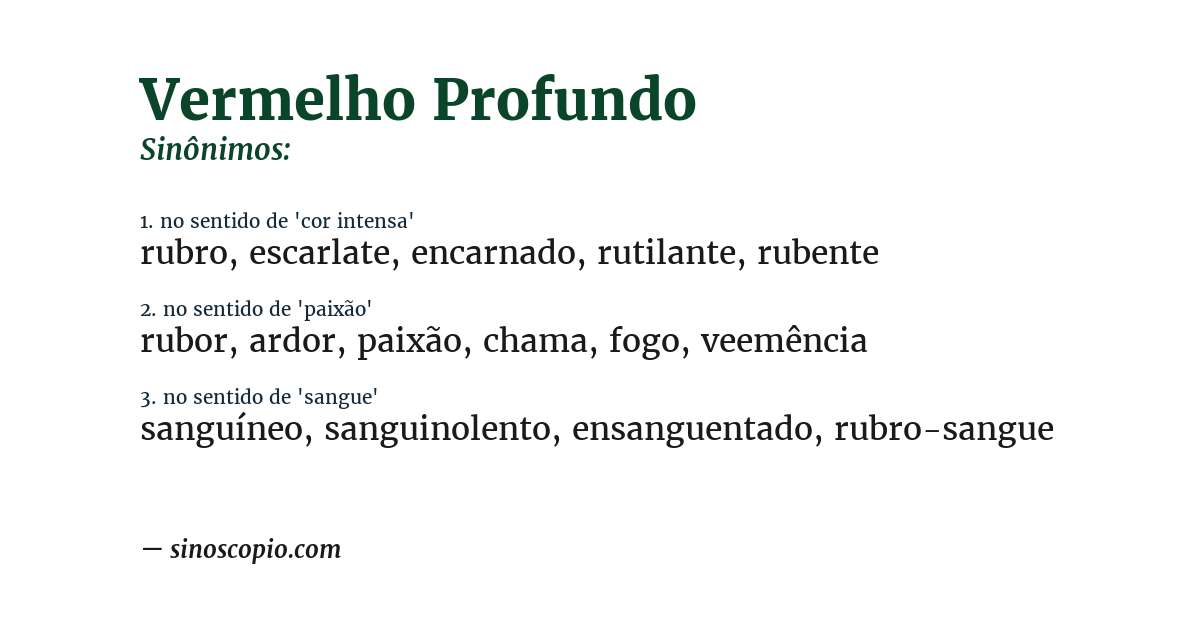 Sinônimo de vermelho profundo
