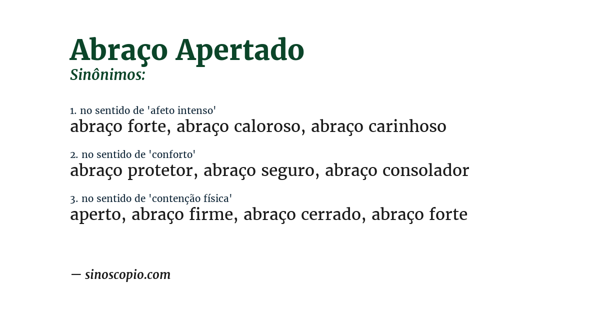 Sinônimo de abraço apertado