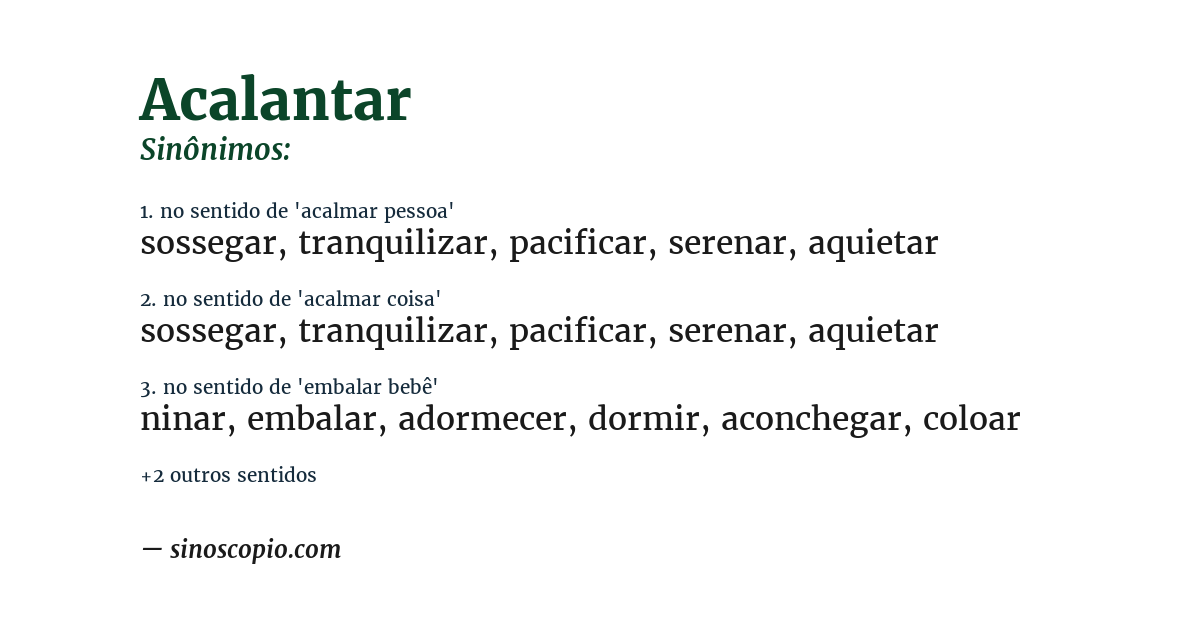 Sinônimo de acalantar