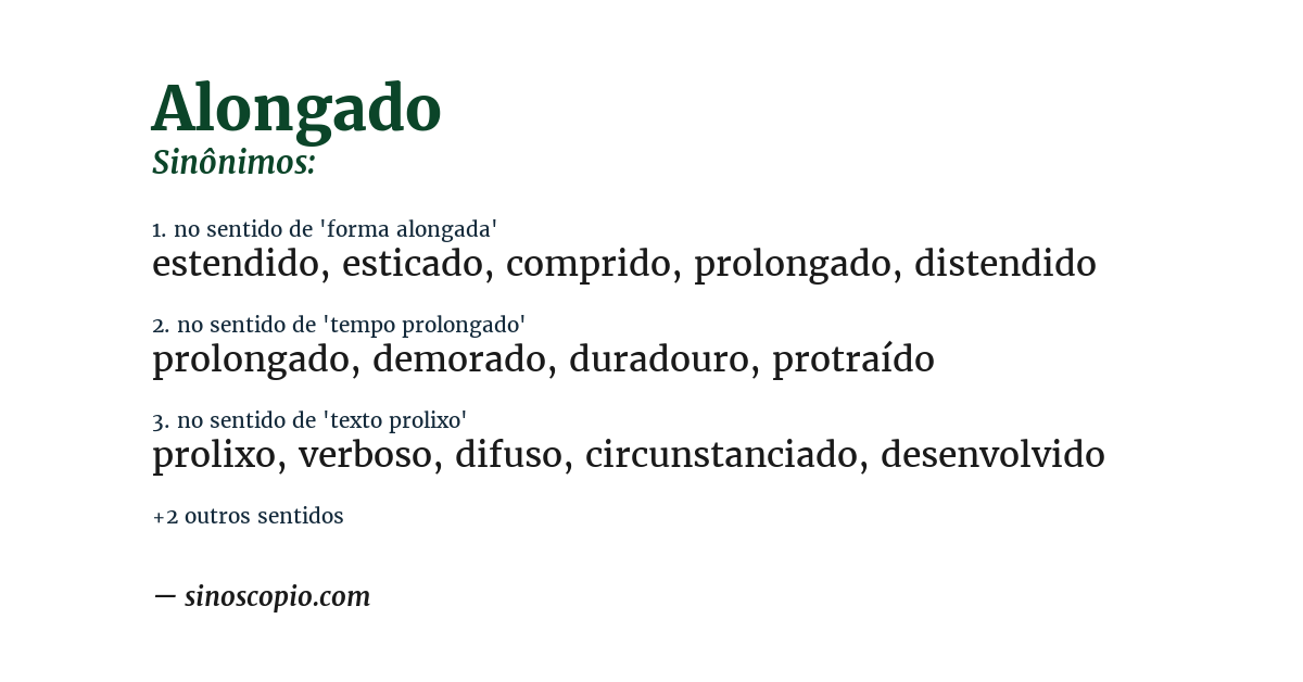 Sinônimo de alongado