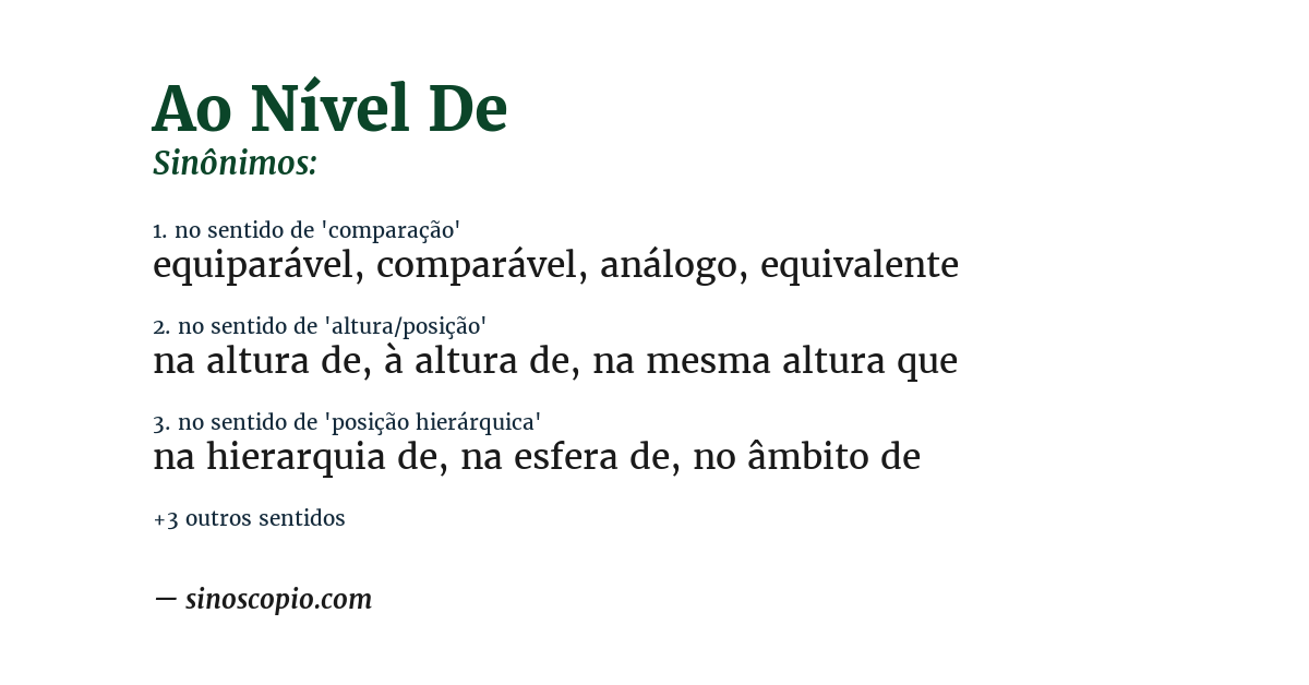 Sinônimo de ao nível de