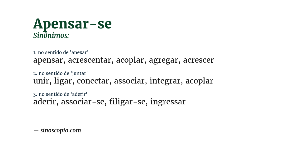 Sinônimo de apensar-se