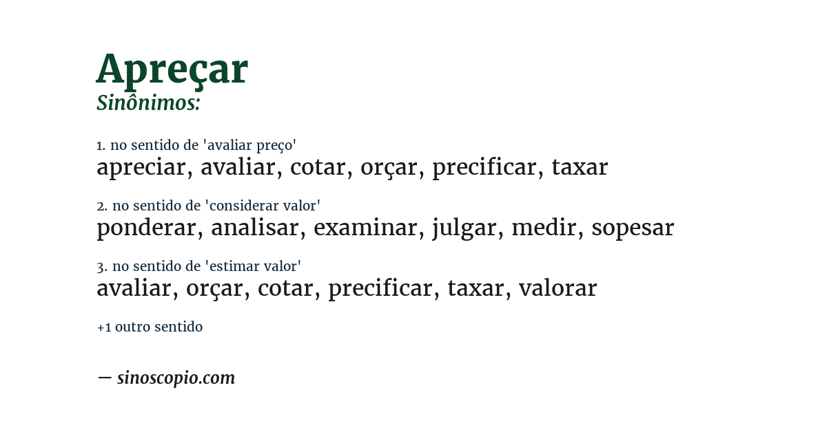 Sinônimo de apreçar
