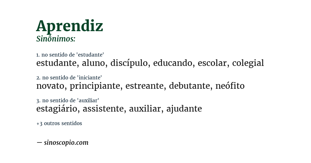 Sinônimo de aprendiz