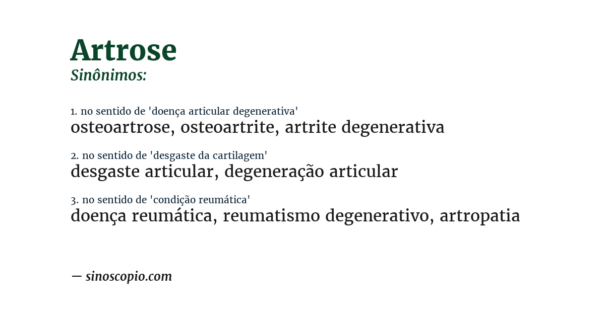 Sinônimo de artrose